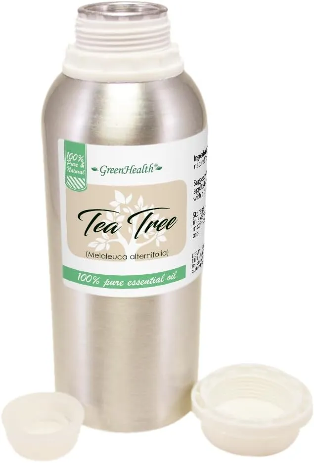 Tea Tree Essential Oil – 8 fl oz (237 ml) Aluminum Bottle w/Plug Cap – 100% Pure Essential Oil, Uncut – GreenHealth