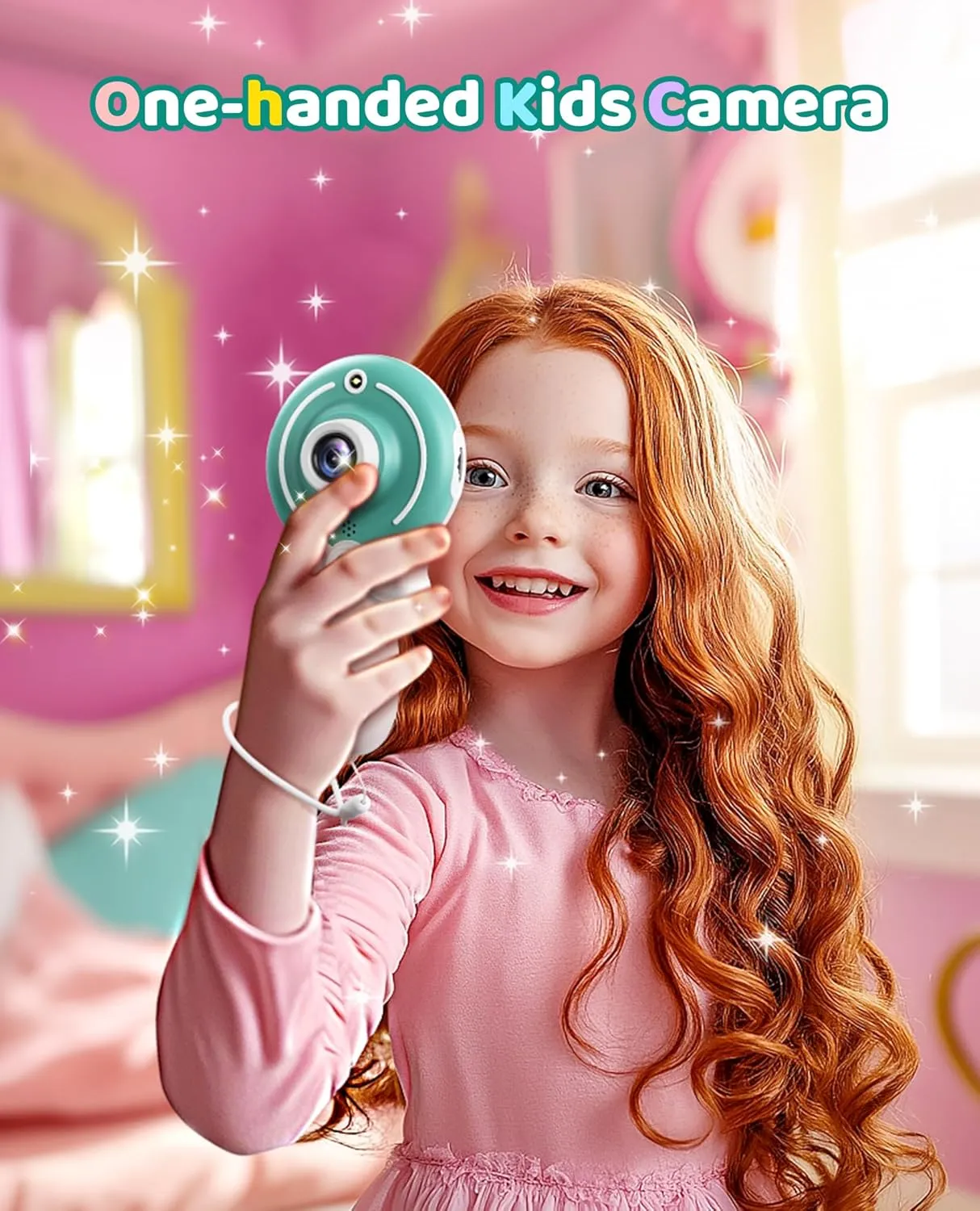 TEKFUN Kids Camera Toy for Girls Age 3-9, Magic Wand with Bow Handheld Camera, Portable 1080P HD Video Selfie Digital Camera with 32GB SD Card, Christmas Birthday Gifts for Toddler, Blue