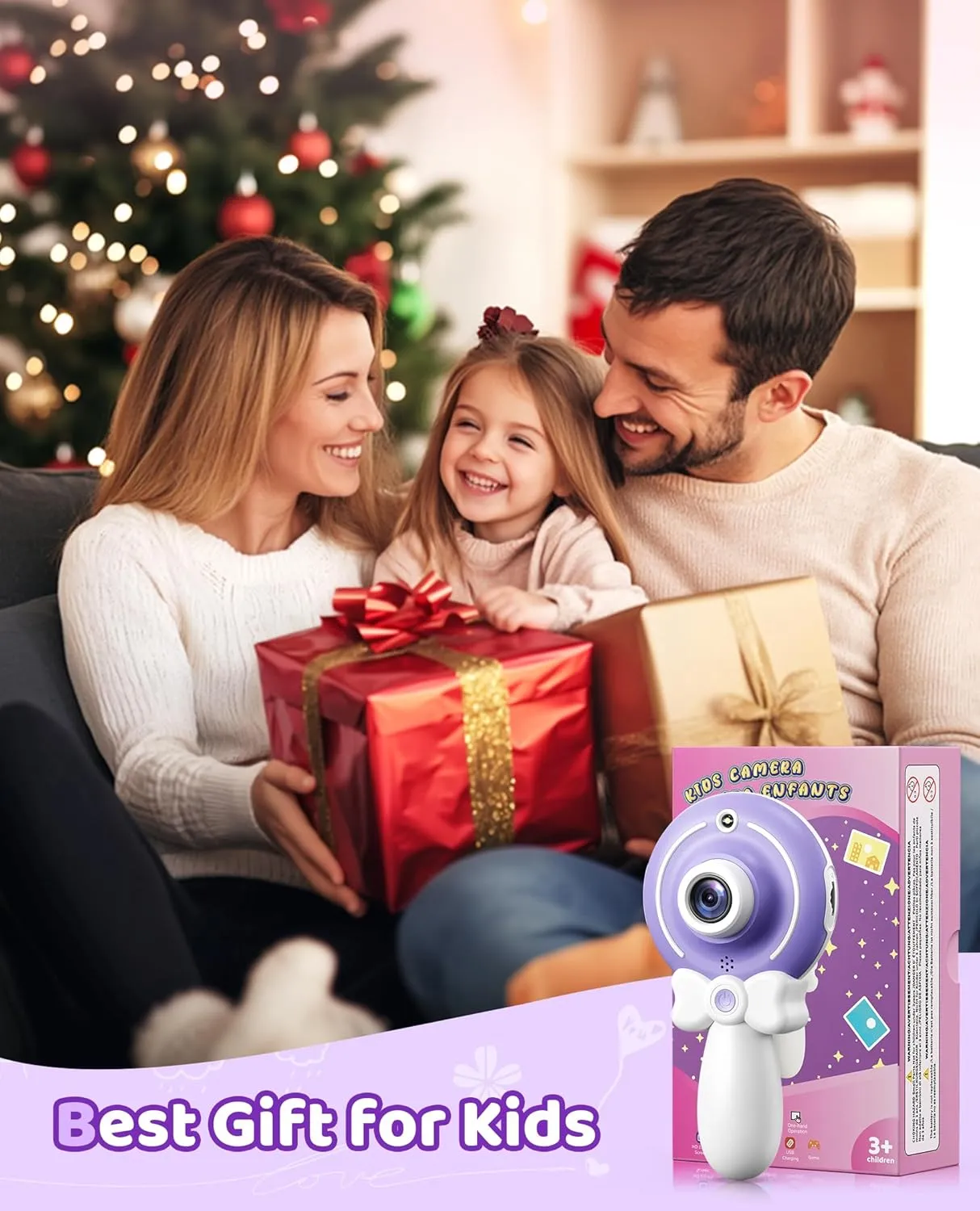 TEKFUN Kids Camera Toy for Girls - Birthday Girl Gifts with Magic Wand Design - Digital Video Camera for Kids with 32GB SD Card - Easter Basket Essentials for Girl 2 3 4 5 6 Year Olds, Purple