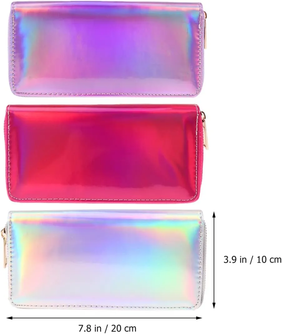 TENDYCOCO 1pc Card Purse Violet Leather Sequins Purses Wallet Zipper Money Coin Slim Holographic Pu Shining Rainbow Clutch for Long Female Cell Sparking Holder Wallets Women Bag