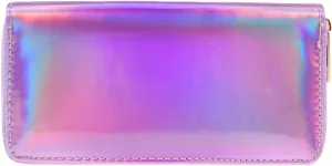 TENDYCOCO 1pc Card Purse Violet Leather Sequins Purses Wallet Zipper Money Coin Slim Holographic Pu Shining Rainbow Clutch for Long Female Cell Sparking Holder Wallets Women Bag