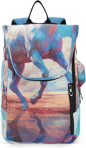 Tennis Bag Tennis Backpack for Women Men, Tennis Bag Holds 2 Rackets, Pickleball Paddles Balls, Badminton Squash, Horse (40)