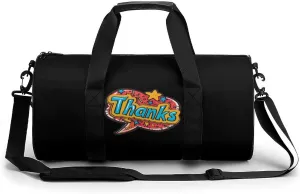 Thanks Gym Bag for Men Women Cylindrical Gym Duffle Bags Travel Sports Carryon Gymbag 17.7in/9in/9in