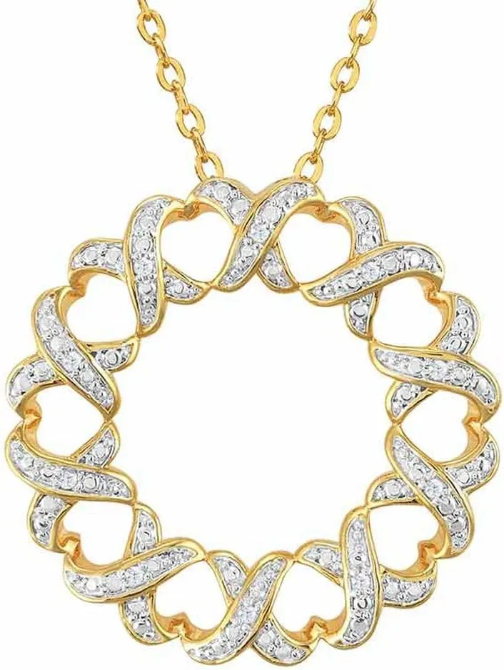 The Danbury Mint Endless Kisses Diamond Pendant - Heart Necklace - Gold Pendant #6313-0017
