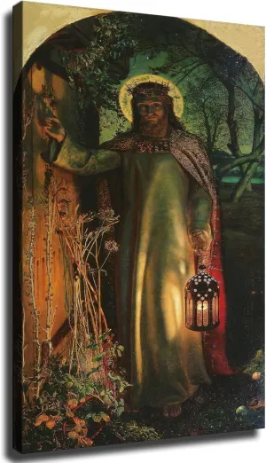 The Light of The World - Jesus Knocking By William Holman Hunt Poster Canvas Print HD Photo Wall Art Home Living Room Bedroom Cafe Office Modern Background Decoration-Frame-style-08x12inch(20x30cm)