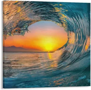 The Ocean Wave Surfer Surfing Summer Beach Art Poster Canvas Painting Decor Wall Print Photo Home Modern Decorative Posters Framed,20x20inch(50x50cm)