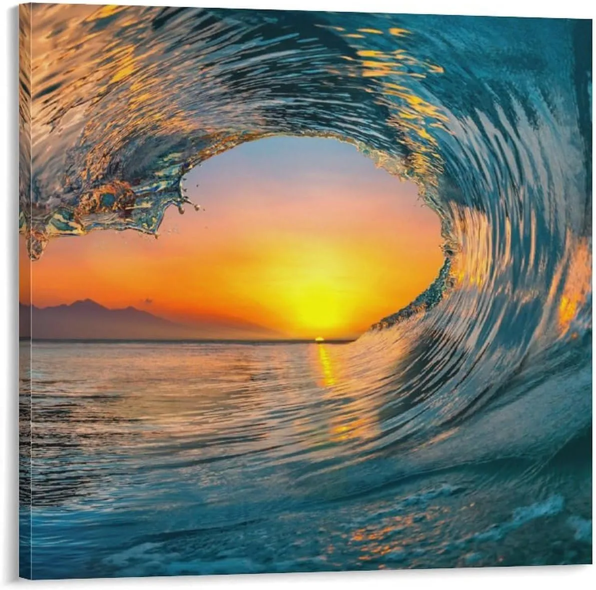 The Ocean Wave Surfer Surfing Summer Beach Art Poster Canvas Painting Decor Wall Print Photo Home Modern Decorative Posters Framed,20x20inch(50x50cm)