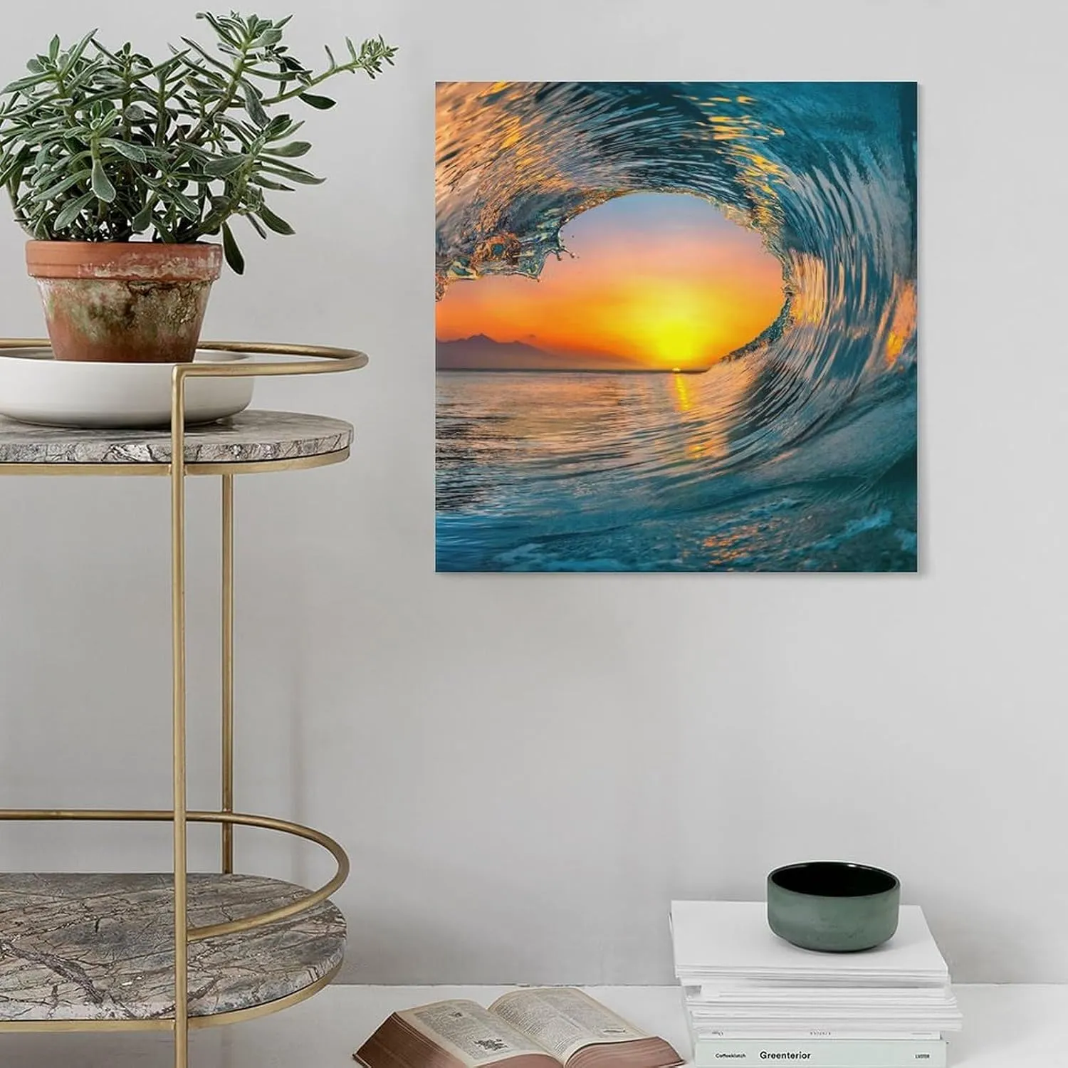 The Ocean Wave Surfer Surfing Summer Beach Art Poster Canvas Painting Decor Wall Print Photo Home Modern Decorative Posters Framed,20x20inch(50x50cm)