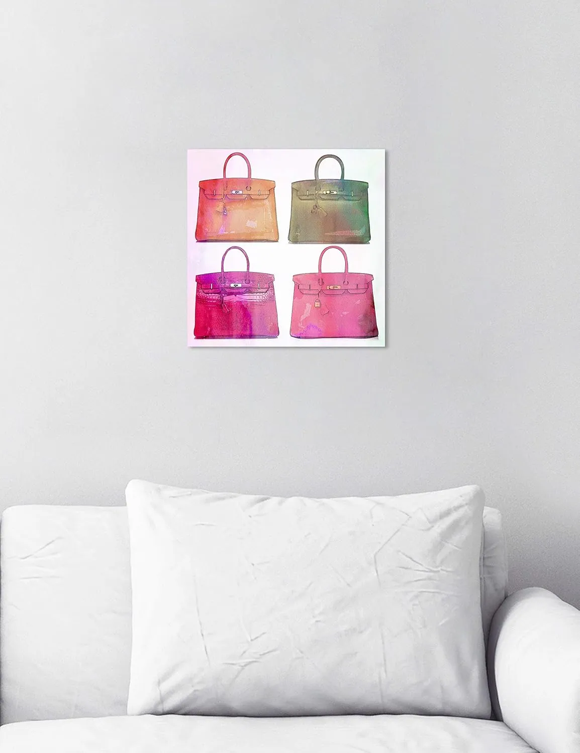 The Oliver Gal Artist Co. Fashion and Glam Wall Art Canvas Prints 'Bag Games' Home Décor, 12" x 12", Pink, Green
