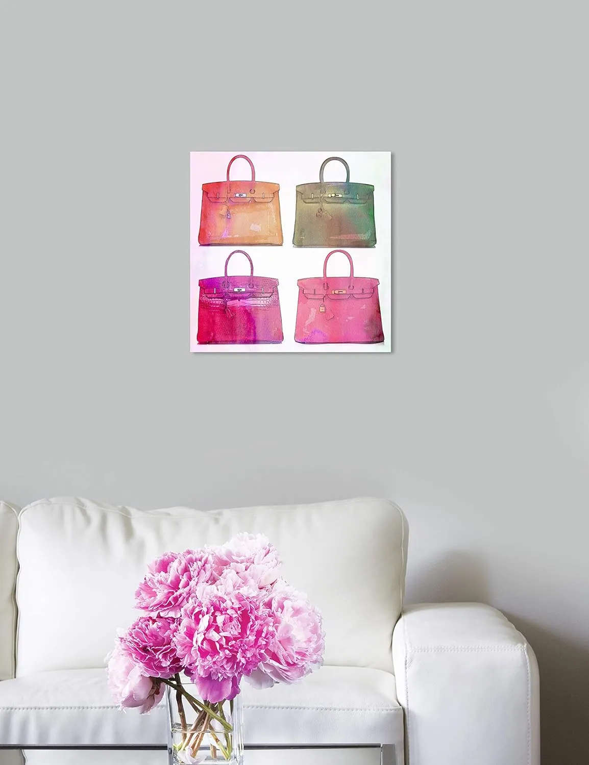 The Oliver Gal Artist Co. Fashion and Glam Wall Art Canvas Prints 'Bag Games' Home Décor, 12" x 12", Pink, Green