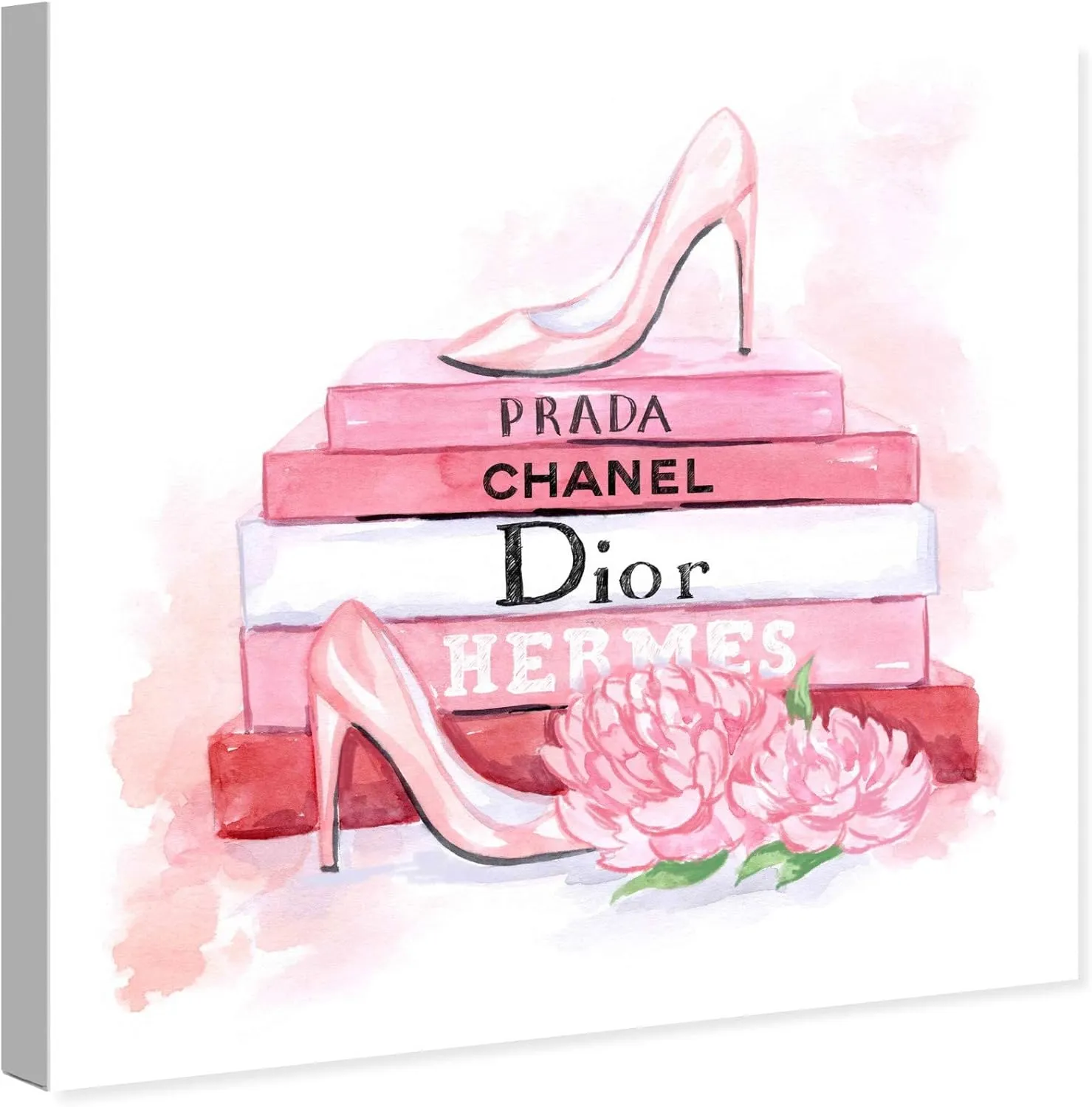 The Oliver Gal Artist Co. Fashion and Glam Wall Art Canvas Prints 'Fashion Pink Books'