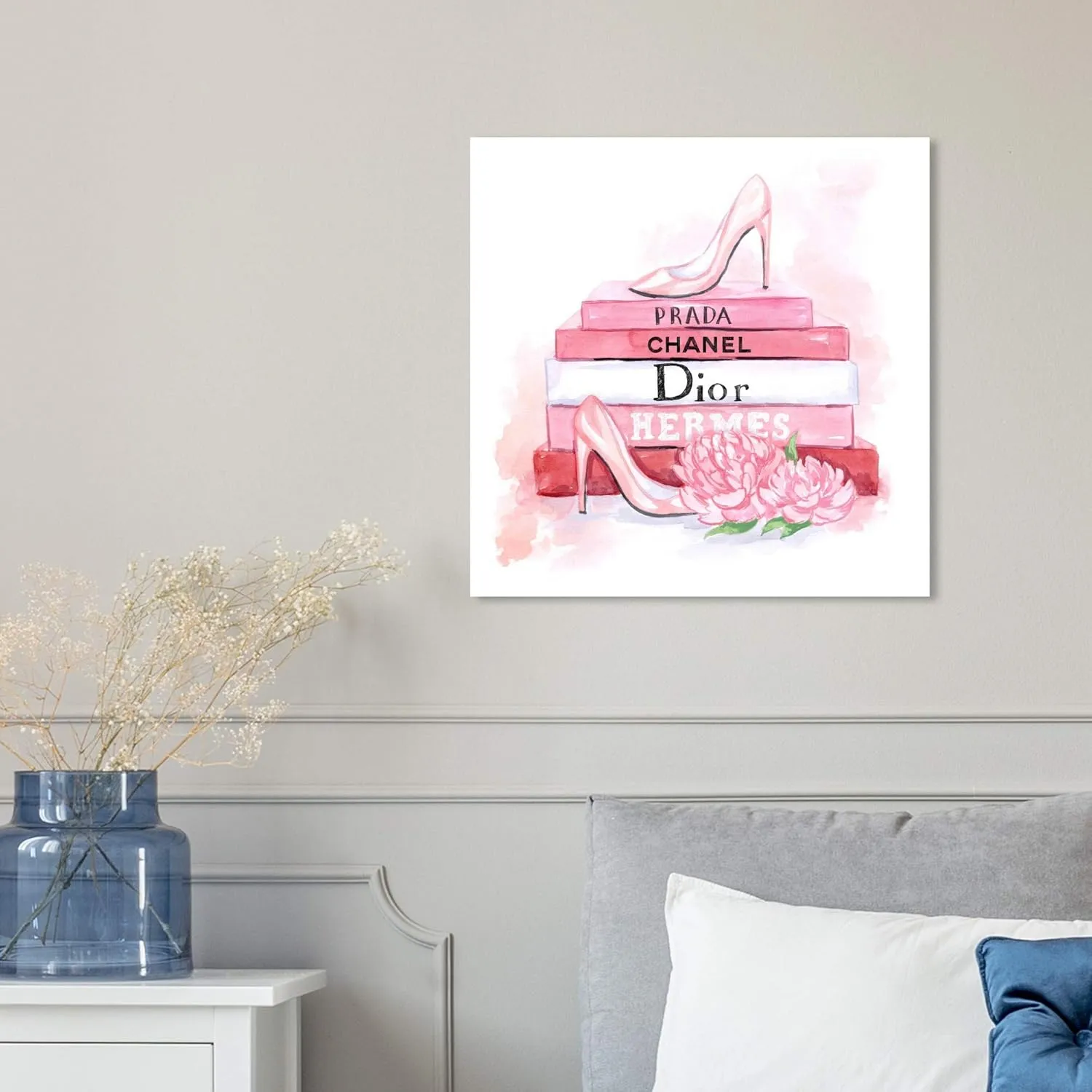 The Oliver Gal Artist Co. Fashion and Glam Wall Art Canvas Prints 'Fashion Pink Books'
