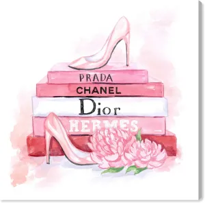 The Oliver Gal Artist Co. Fashion and Glam Wall Art Canvas Prints 'Fashion Pink Books'