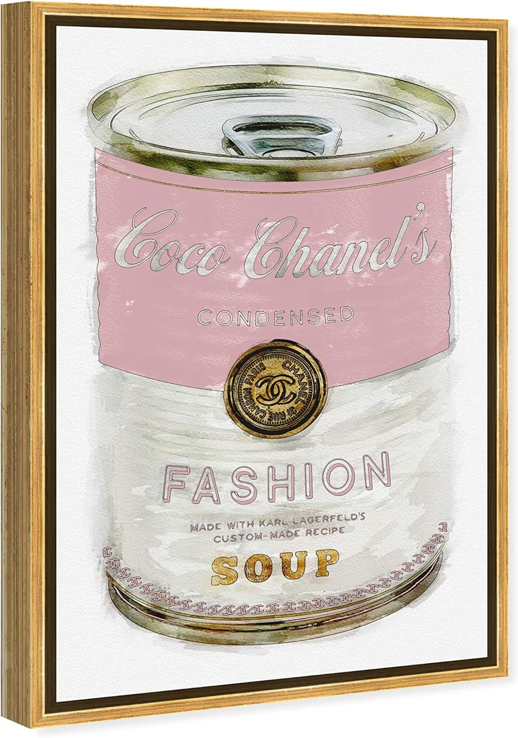 The Oliver Gal Artist Co. Fashion and Glam Wall Art Canvas Prints, 'Fashion Soup Pink', 10" x 15", Gold Frame