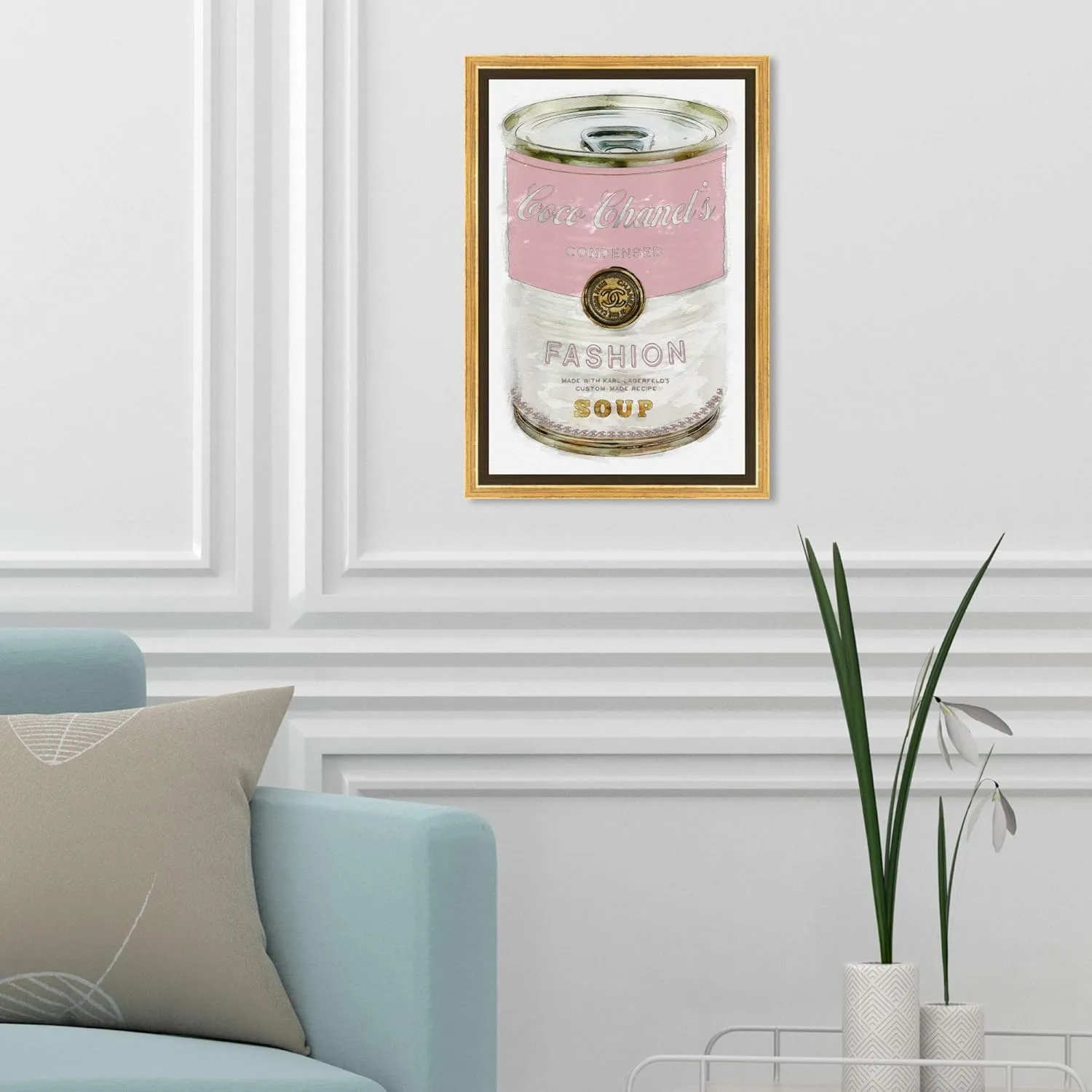 The Oliver Gal Artist Co. Fashion and Glam Wall Art Canvas Prints, 'Fashion Soup Pink', 10" x 15", Gold Frame