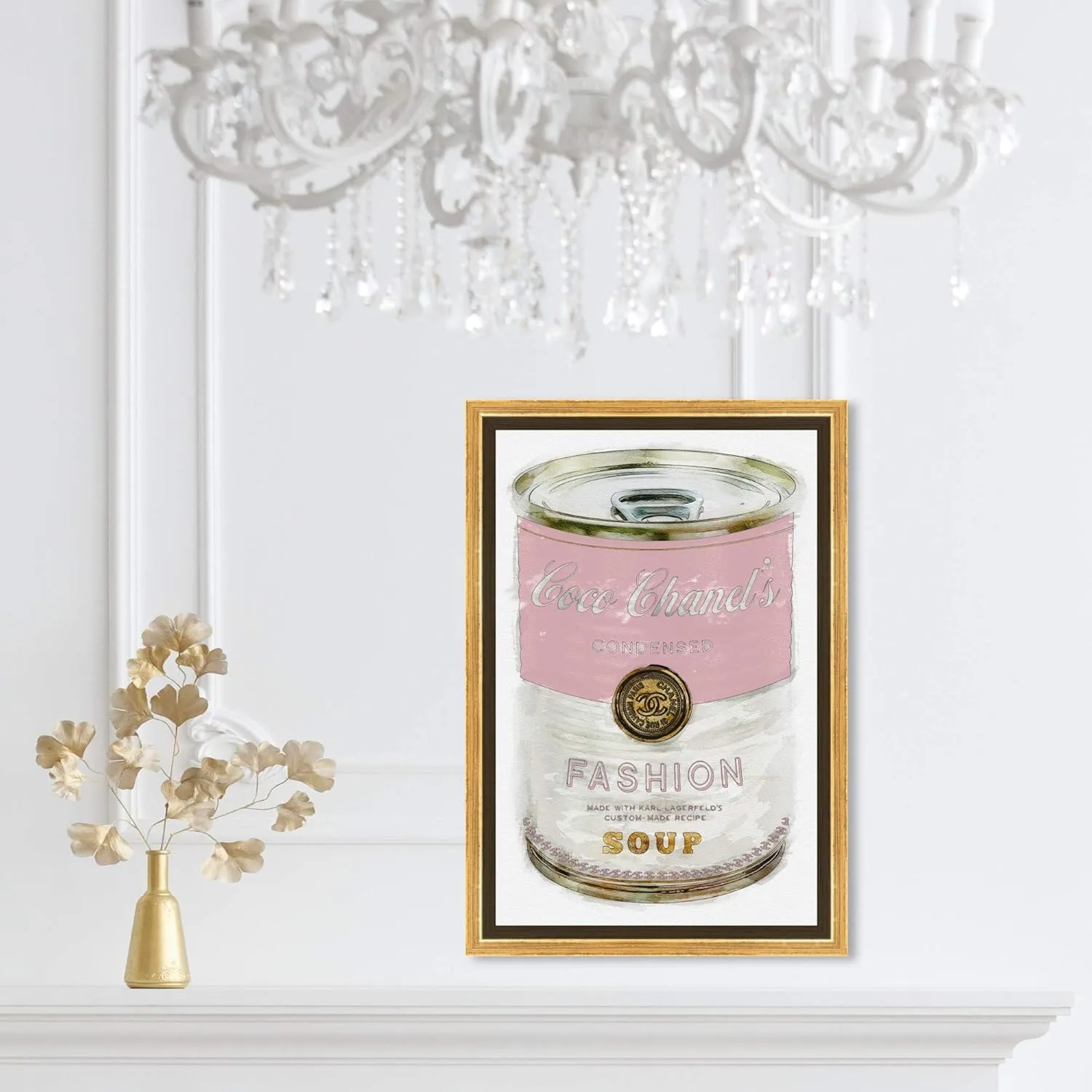 The Oliver Gal Artist Co. Fashion and Glam Wall Art Canvas Prints, 'Fashion Soup Pink', 10" x 15", Gold Frame