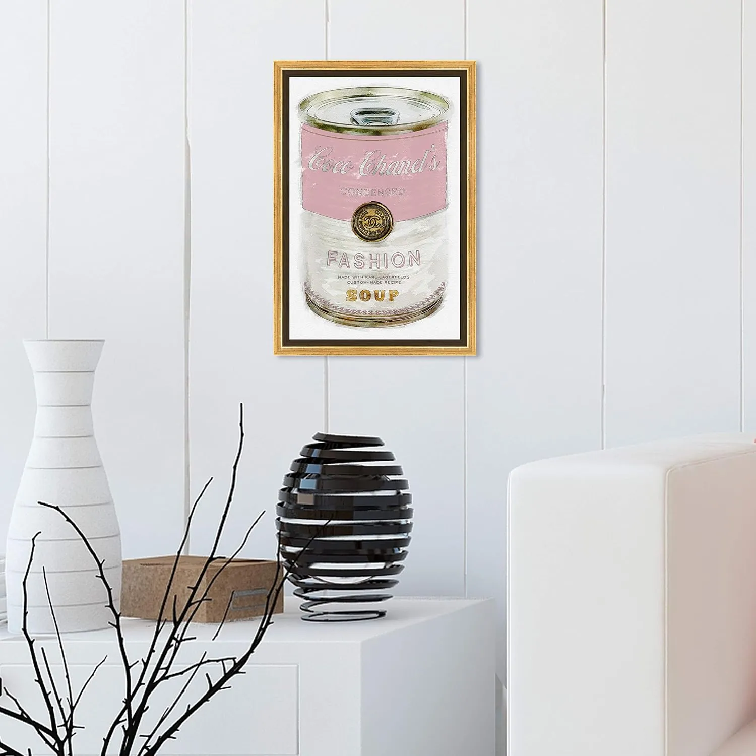 The Oliver Gal Artist Co. Fashion and Glam Wall Art Canvas Prints, 'Fashion Soup Pink', 10" x 15", Gold Frame