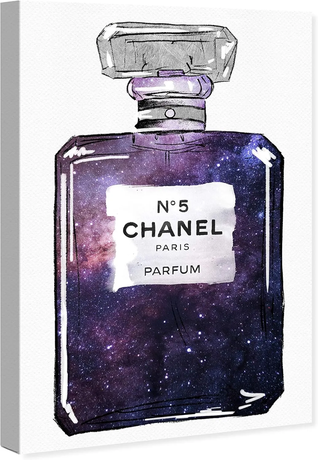 The Oliver Gal Artist Co. Fashion and Glam Wall Art Canvas Prints 'Galaxy to Paris Parfum' Home Décor, 20 in x 30 in, Purple, White