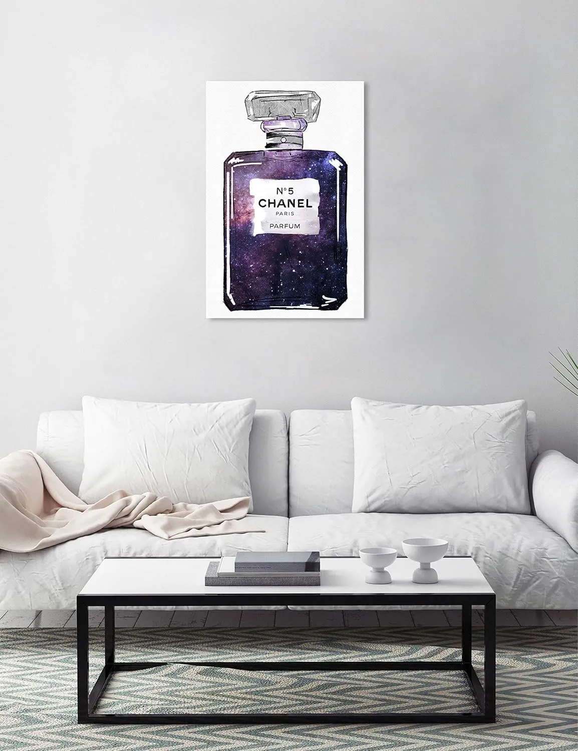 The Oliver Gal Artist Co. Fashion and Glam Wall Art Canvas Prints 'Galaxy to Paris Parfum' Home Décor, 20 in x 30 in, Purple, White