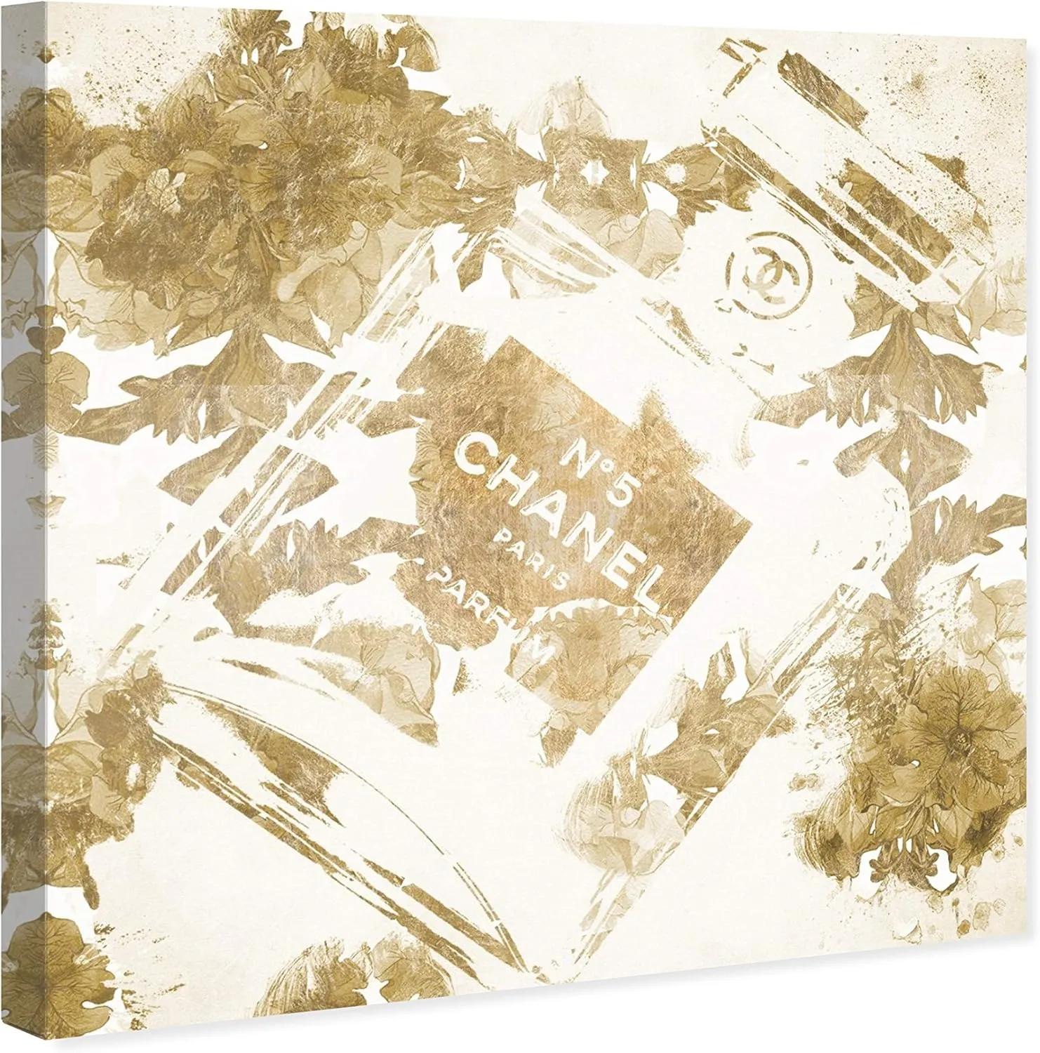 The Oliver Gal Artist Co. Fashion and Glam Wall Art Canvas Prints 'Gold Flower Scent V2' Home Décor, 12" x 12", White