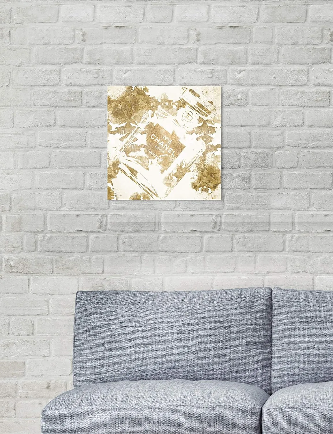 The Oliver Gal Artist Co. Fashion and Glam Wall Art Canvas Prints 'Gold Flower Scent V2' Home Décor, 12" x 12", White