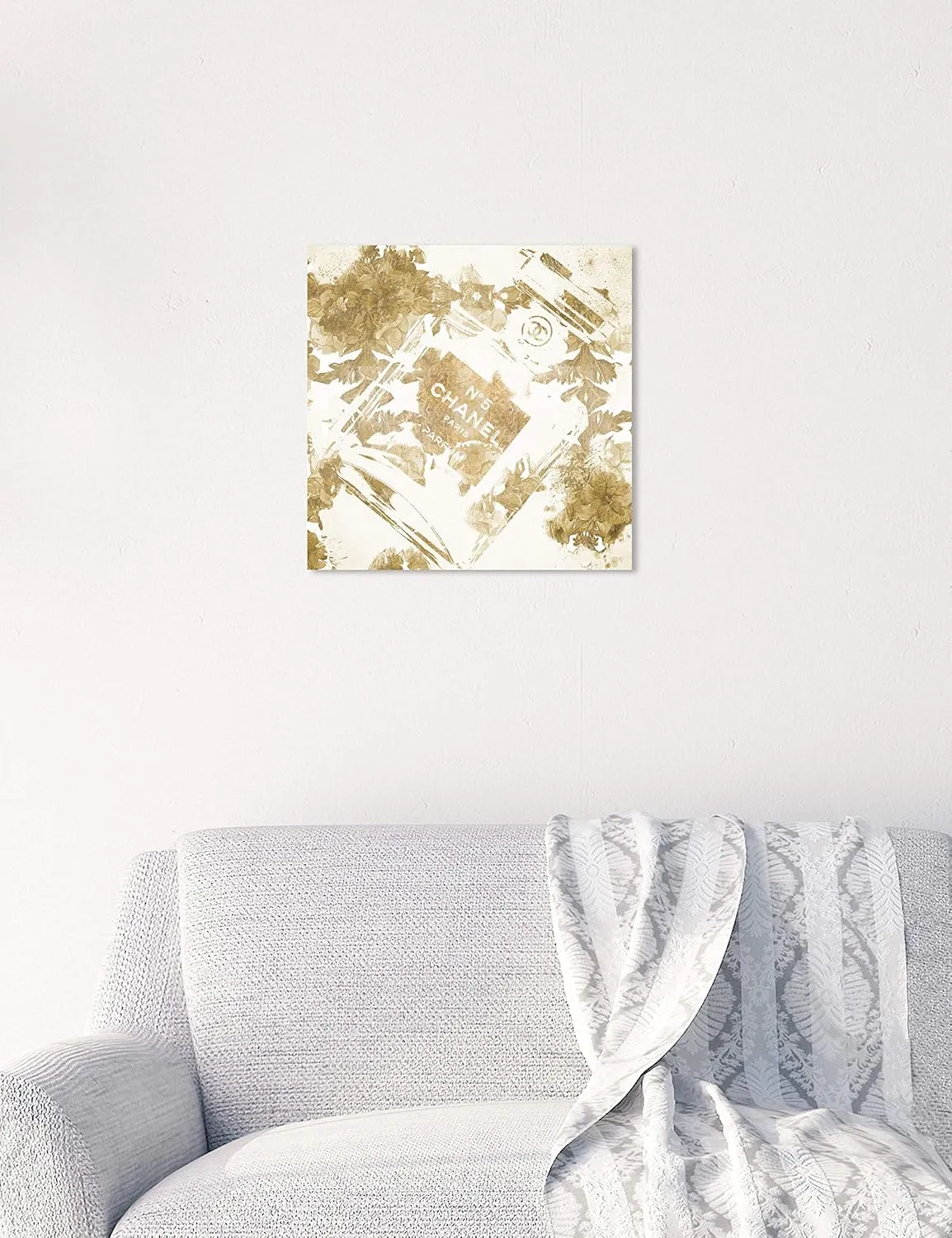 The Oliver Gal Artist Co. Fashion and Glam Wall Art Canvas Prints 'Gold Flower Scent V2' Home Décor, 12" x 12", White