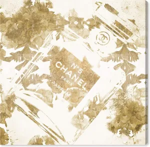 The Oliver Gal Artist Co. Fashion and Glam Wall Art Canvas Prints 'Gold Flower Scent V2' Home Décor, 12" x 12", White