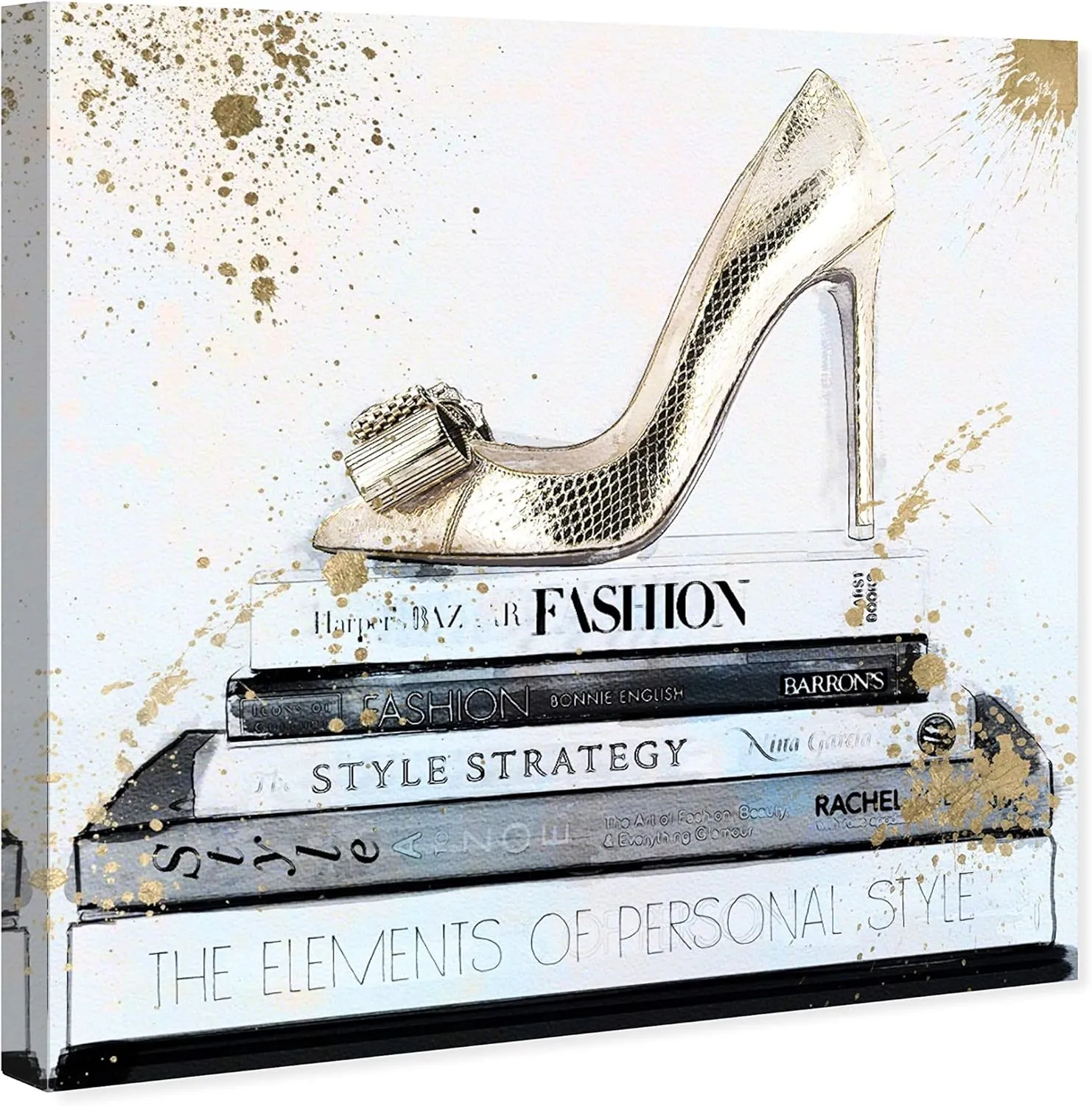The Oliver Gal Artist Co. Fashion and Glam Wall Art Canvas Prints 'Gold Shoe' Home Décor, 24" x 24", Black