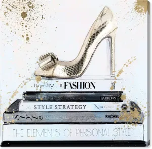 The Oliver Gal Artist Co. Fashion and Glam Wall Art Canvas Prints 'Gold Shoe' Home Décor, 24" x 24", Black