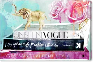 The Oliver Gal Artist Co. Fashion and Glam Wall Art Canvas Prints 'Library of a Fashionista' Home Décor, 24 in x 16 in, Pink, Turquoise