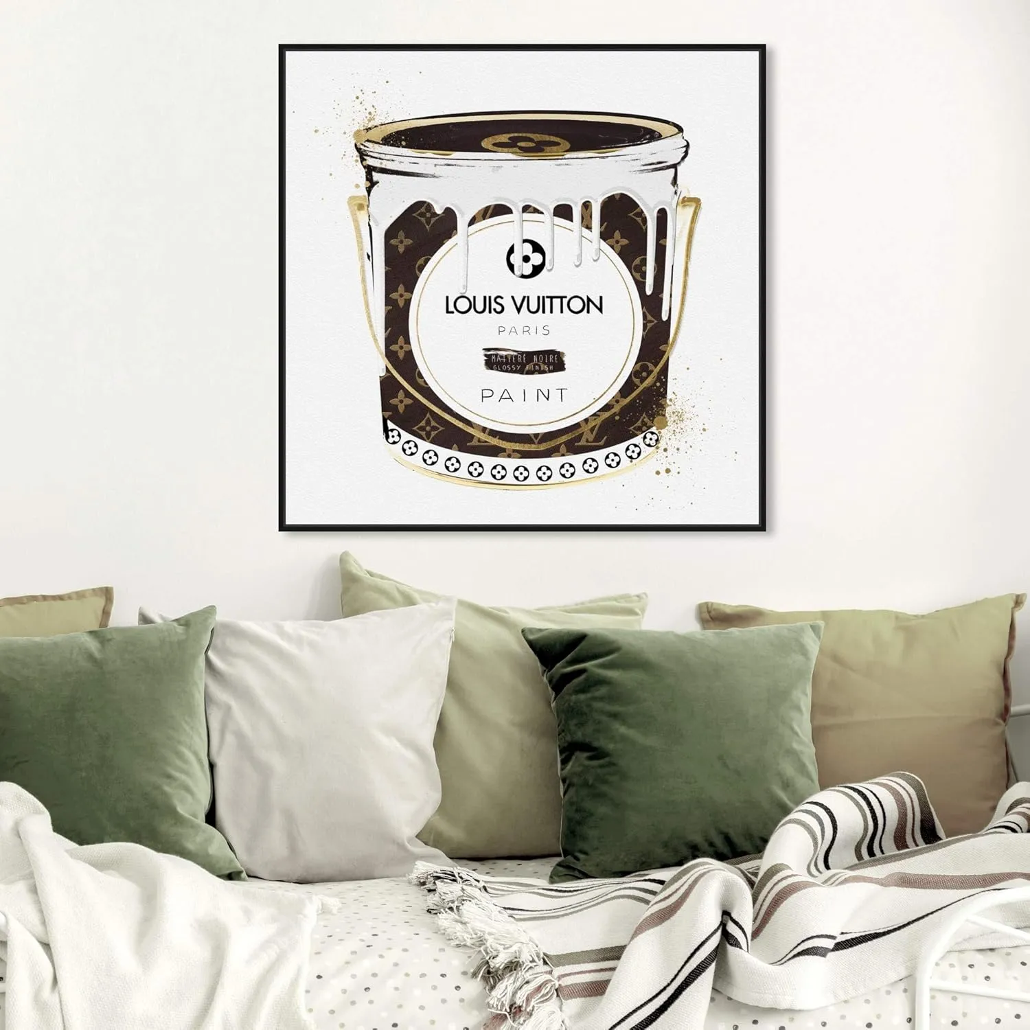 The Oliver Gal Artist Co. Fashion and Glam Wall Art Canvas Prints 'Luxurious Paint Cans Home Décor, 30" x 30", Black Frame
