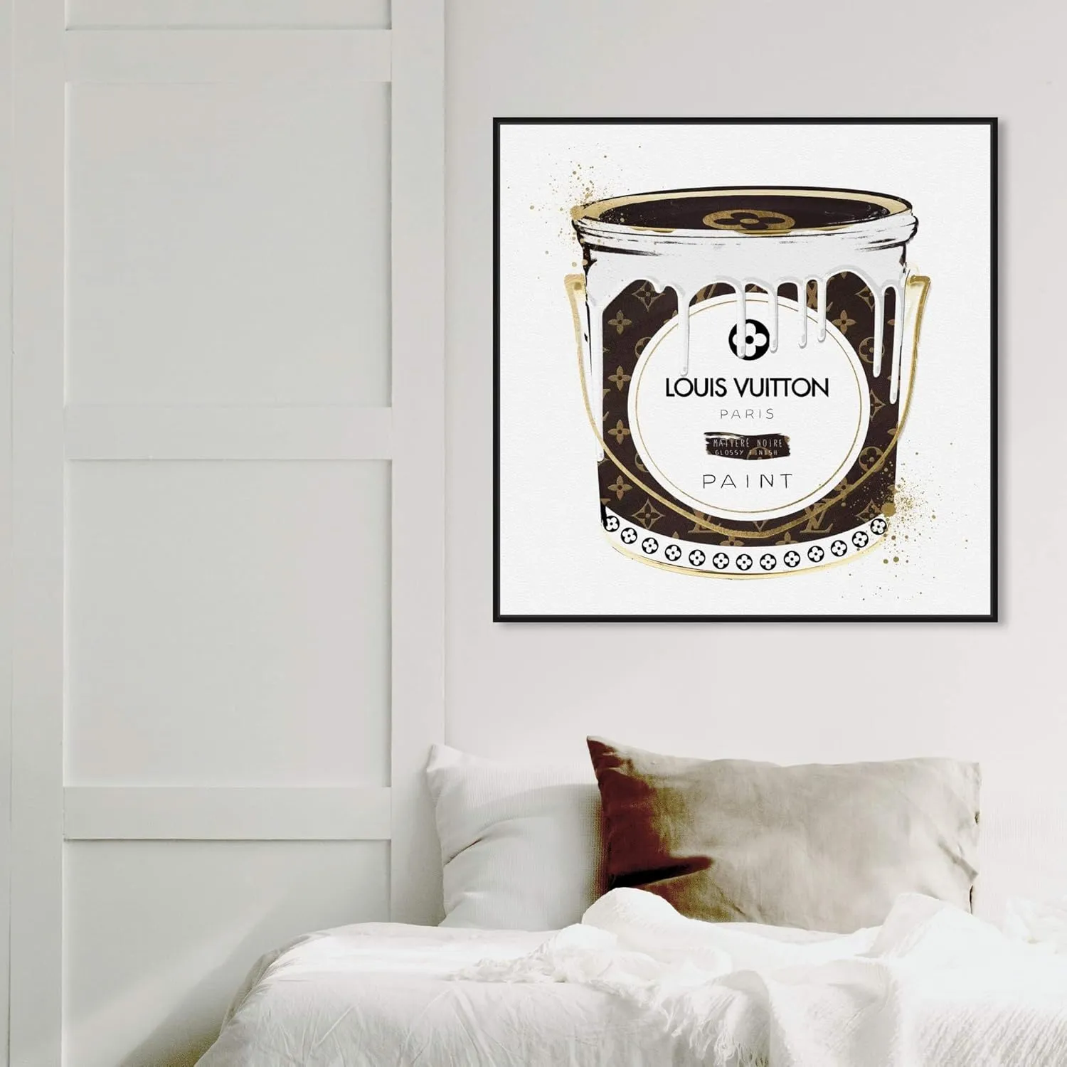The Oliver Gal Artist Co. Fashion and Glam Wall Art Canvas Prints 'Luxurious Paint Cans Home Décor, 30" x 30", Black Frame