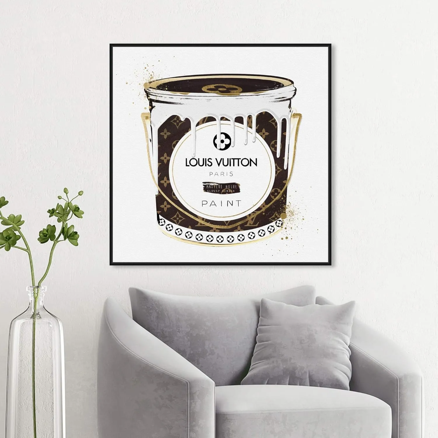 The Oliver Gal Artist Co. Fashion and Glam Wall Art Canvas Prints 'Luxurious Paint Cans Home Décor, 30" x 30", Black Frame