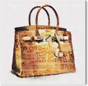 The Oliver Gal Artist Co. Fashion and Glam Wall Art Canvas Prints 'The Iconic Handbag' Home Décor, 16" x 16", Orange, White