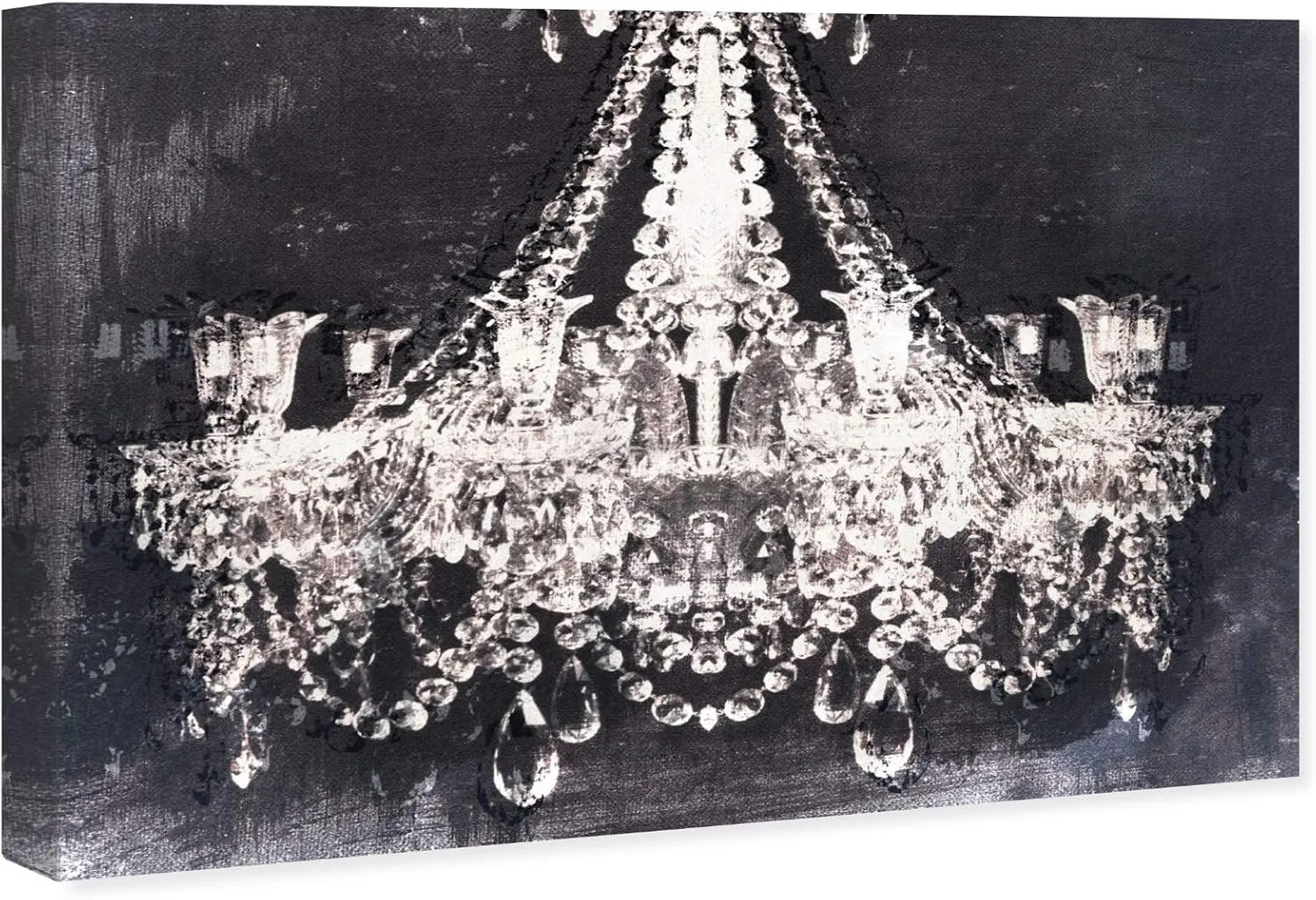 The Oliver Gal Artist Co. Modern 15 in x 10 in, Glam Crystal Chandelier, Canvas Wall Art, Dining Room, Black