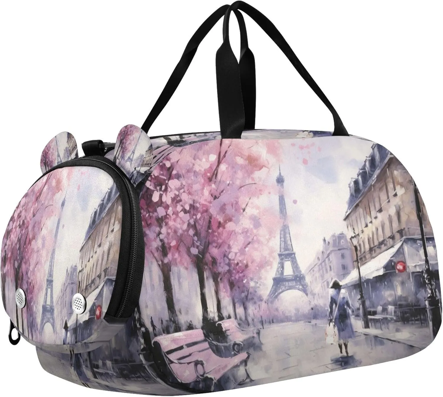 The Paris Tower Kids Overnight Sports Duffel Bags with Shoe Compartment & Wet Pocket Travel Sport Gym Bag for Girls Boys