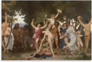 The Youth of Bacchus La Jeunesse De Bacchus By William Adolphe Bouguereau Poster Canvas Wall Art For Room Aesthetic And Decor Poster For Bedroom Living Room Bathroom Kitchen Office Decor 24x36inch(60x