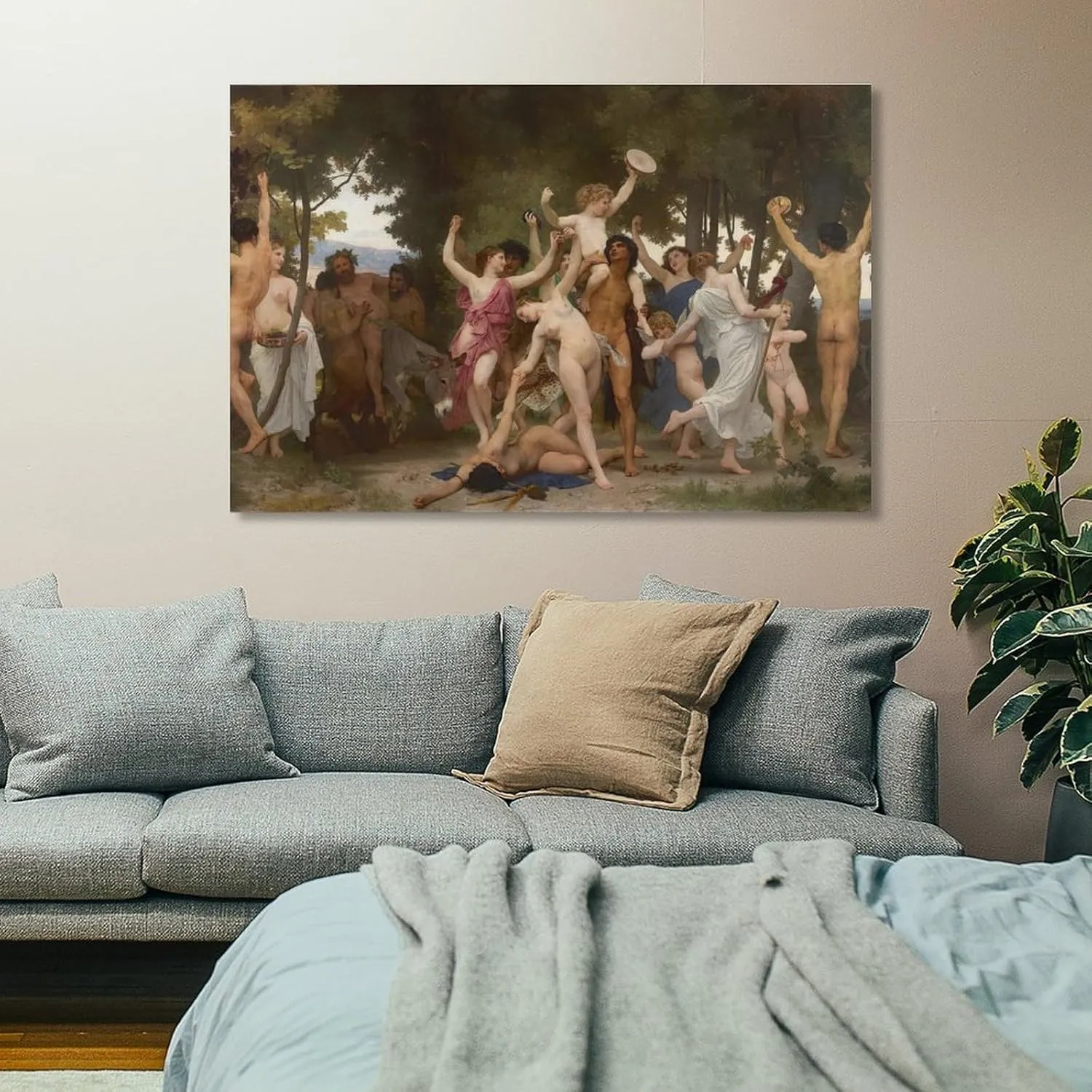 The Youth of Bacchus La Jeunesse De Bacchus By William Adolphe Bouguereau Poster Canvas Wall Art For Room Aesthetic And Decor Poster For Bedroom Living Room Bathroom Kitchen Office Decor 24x36inch(60x