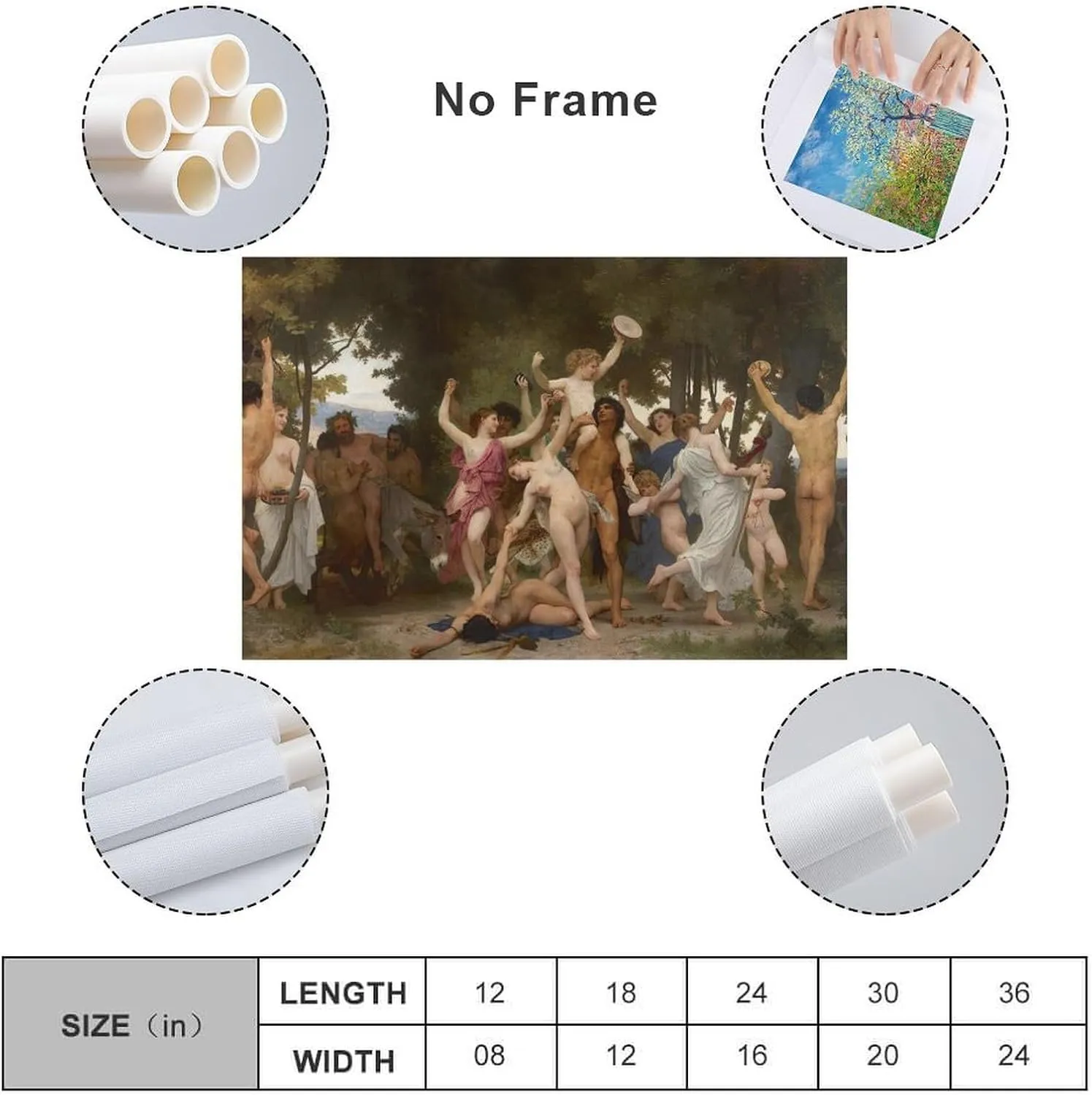 The Youth of Bacchus La Jeunesse De Bacchus By William Adolphe Bouguereau Poster Canvas Wall Art For Room Aesthetic And Decor Poster For Bedroom Living Room Bathroom Kitchen Office Decor 24x36inch(60x