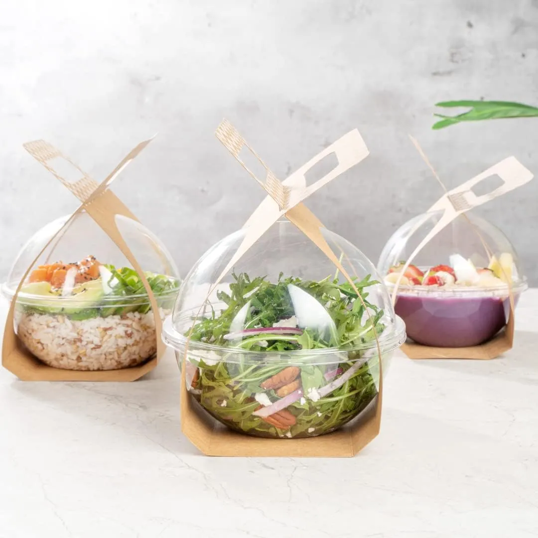 Thermo Tek 22.6 x 6.3 Inch Food Carrier, 50 Chevron Pattern Container Carrier - Disposable, For 28 oz Containers, Kraft Paper Sphere Container Carrier, Containers Sold Separately - Restaurantware