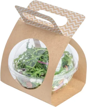 Thermo Tek 22.6 x 6.3 Inch Food Carrier, 50 Chevron Pattern Container Carrier - Disposable, For 28 oz Containers, Kraft Paper Sphere Container Carrier, Containers Sold Separately - Restaurantware