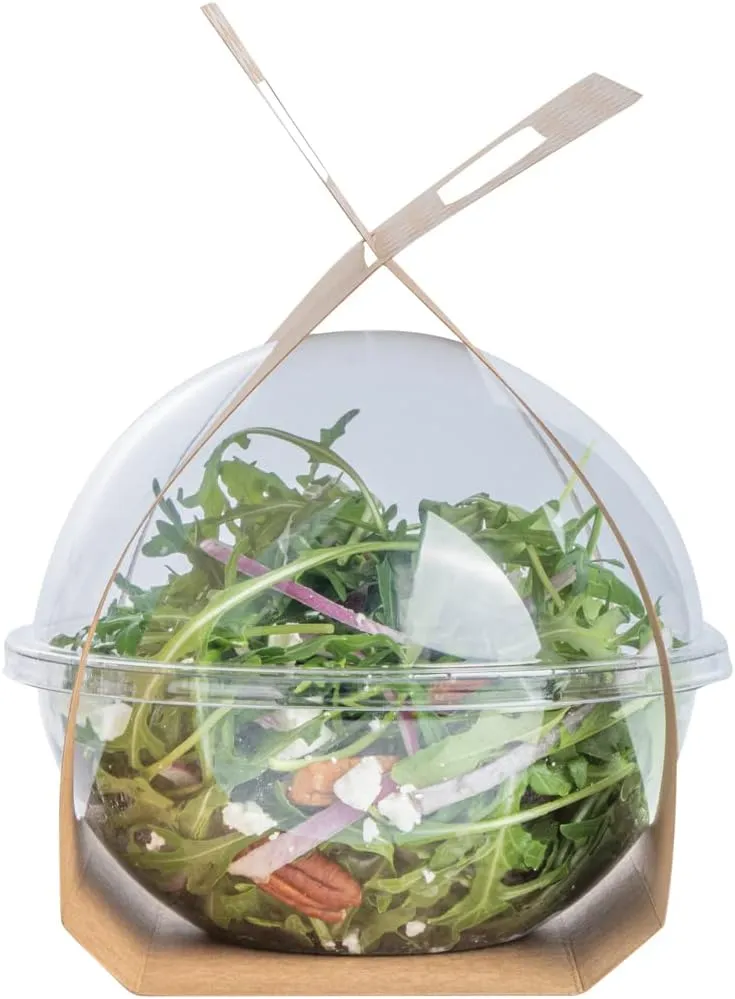 Thermo Tek 22.6 x 6.3 Inch Food Carrier, 50 Chevron Pattern Container Carrier - Disposable, For 28 oz Containers, Kraft Paper Sphere Container Carrier, Containers Sold Separately - Restaurantware