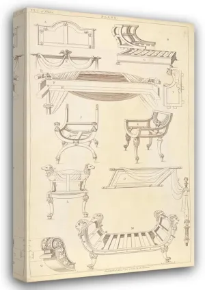 Thomas Sheraton 13x18 Gallery Wrapped Canvas Museum Art Print Titled: Plans (1805-1806)