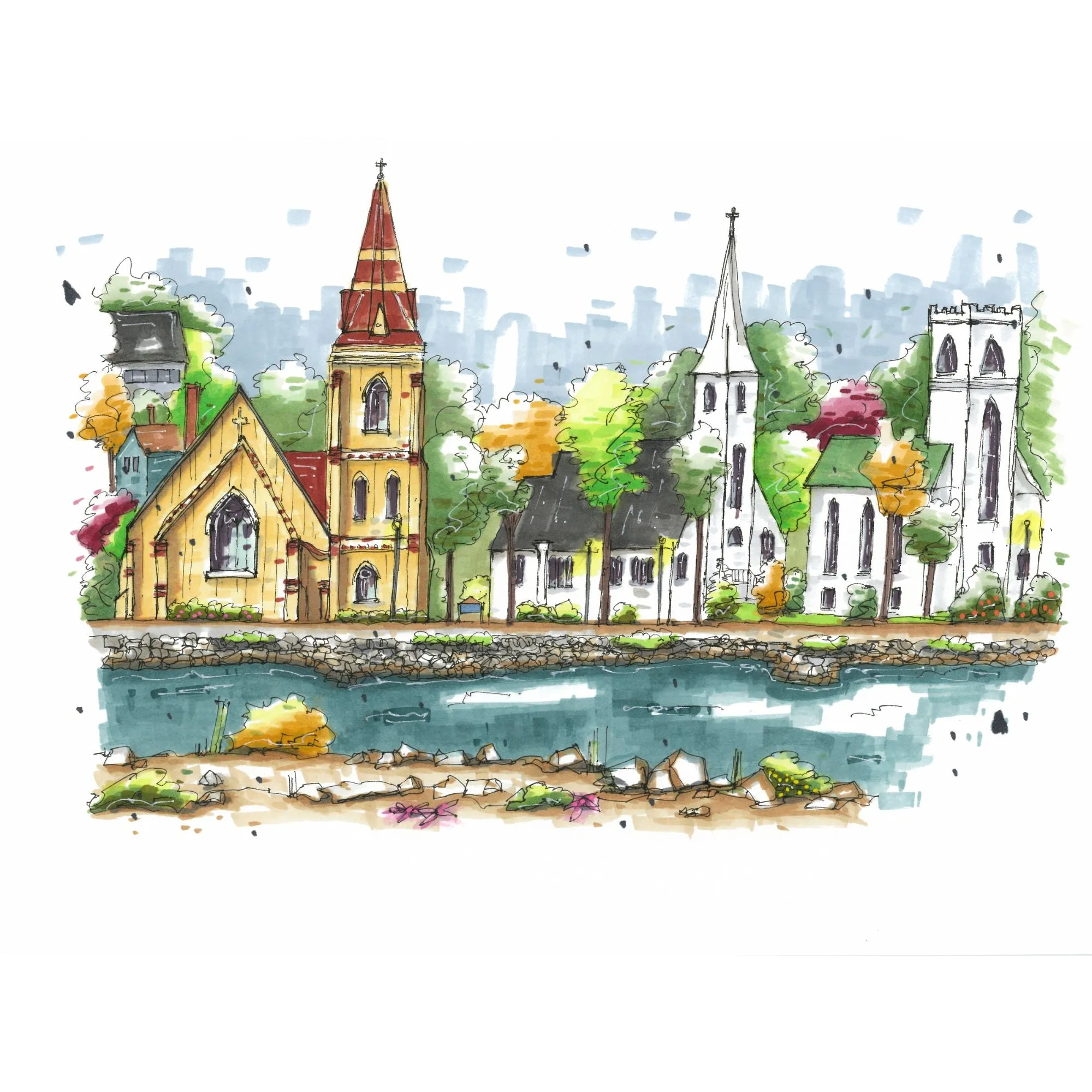 Three Churches Mahone Bay - Downtown Tote Standard