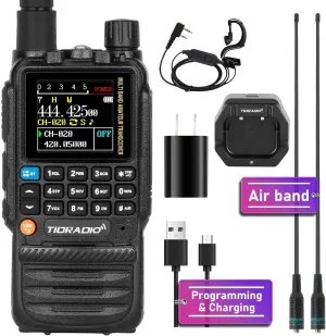 TIDRADIO TD-H3 GMRS Radio Handheld Long Range,Multi-Band Receiving Two-Way Radio,USB-C Programming & Charging,2500mAh Battery,AM/FM Reception,Walkie Talkie with Earpiece,TD-771 and Airband Antenna