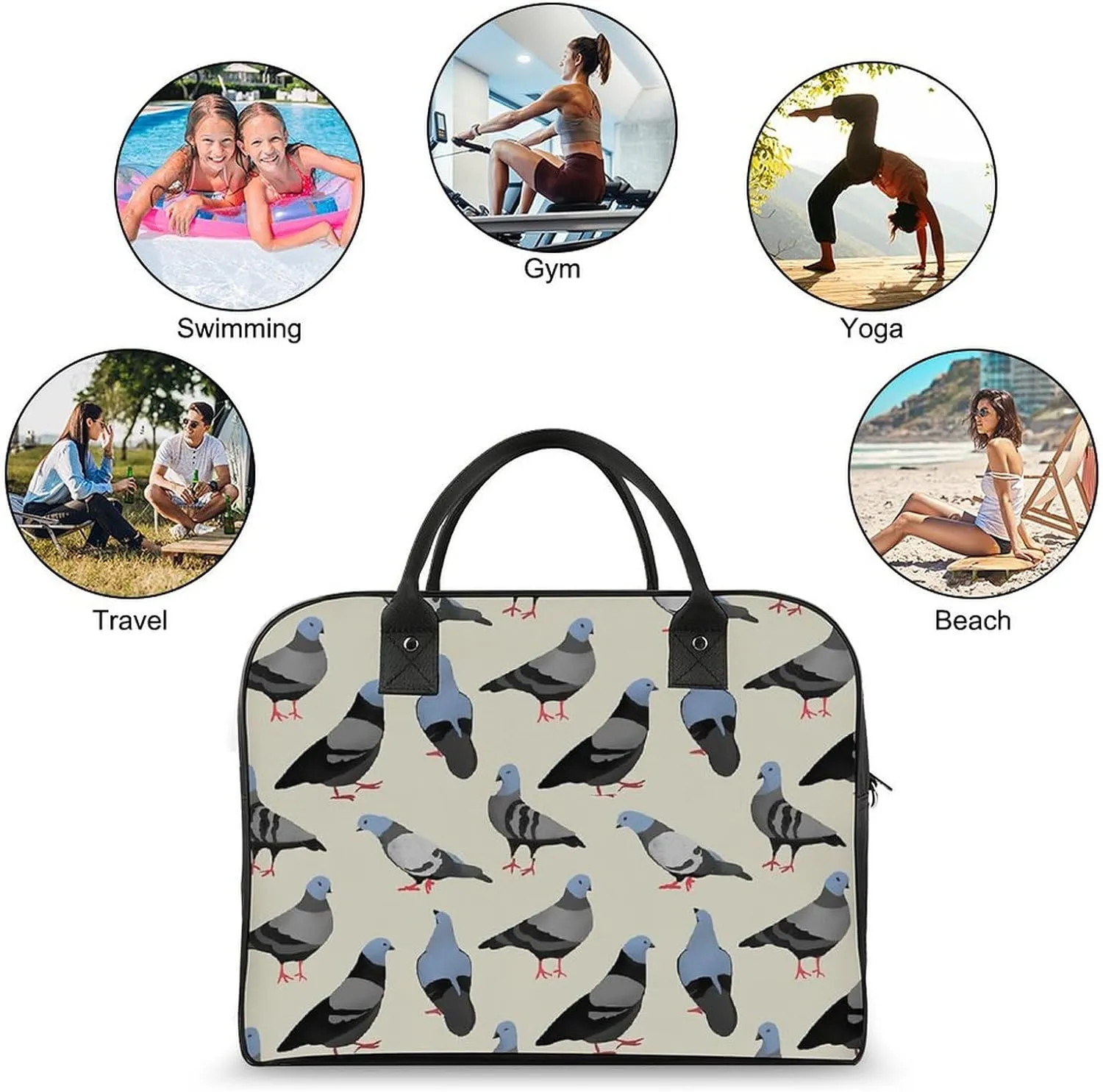 TigerPrint Fashionable Large Capacity Travel Handbag Unisex