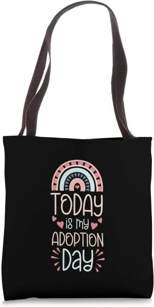Today Is My Adoption Day Celebration Boho Rainbow Tote Bag