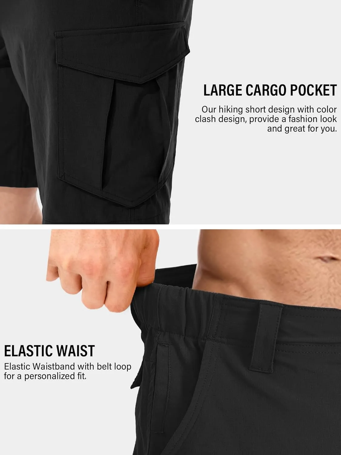 Toomett Mens Hiking Cargo Shorts Quick Dry Lightweight Travel Fishing Camping Golf Shorts with Multi Pockets