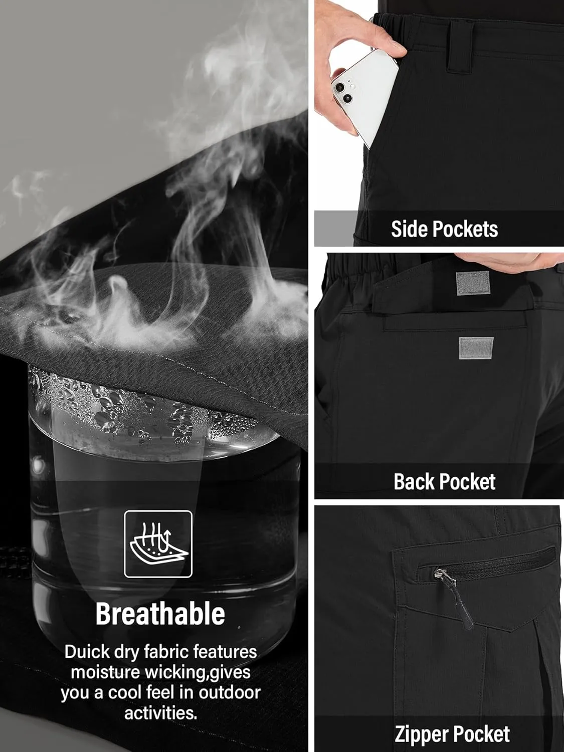 Toomett Mens Hiking Cargo Shorts Quick Dry Lightweight Travel Fishing Camping Golf Shorts with Multi Pockets