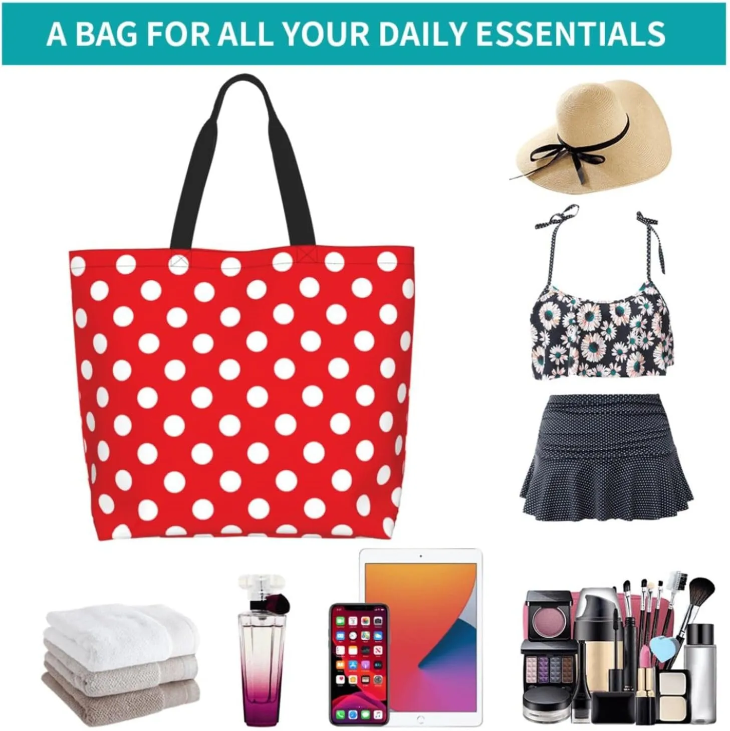 Tote Bag Beach Bag for Women Reusable Grocery Large Shopping Shoulder Bag Travel Handbag